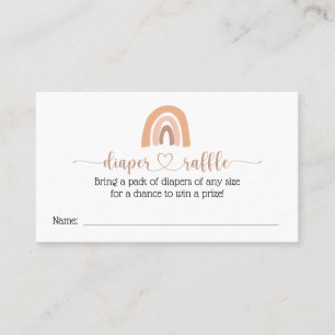 Cartão De Visita Placa Chá de fraldas Raffle Fralda Arco-Íris Boho