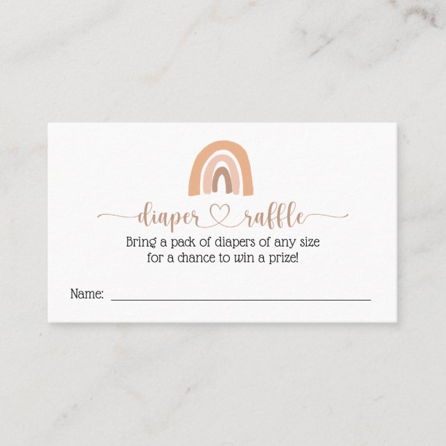 Cartão De Visita Placa Chá de fraldas Raffle Fralda Arco-Íris Boho (Frente)