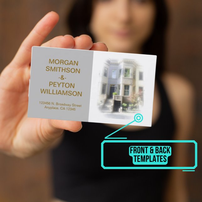 Cartão De Visita Placa chamadora de casais - Foto w Cinza de borda (This design has easily customizable templates for text and photo.)