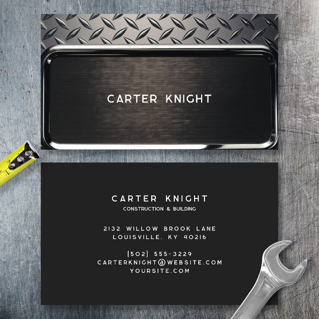 Cartão De Visita Placa de Aço Diamantado Preto (Criador carregado)