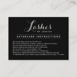 Cartão De Visita Placa de Atenção Prateada/Preta para Script Lashes