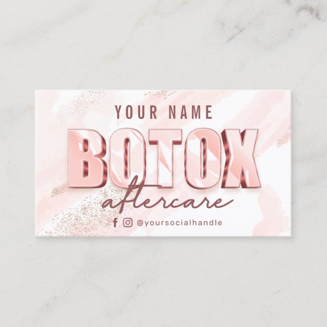 Cartão De Visita Placa de Aterrissagem com Glitter de Aquarela Rosa (Frente)