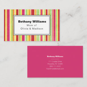 Cartão De Visita Placa de Chamada Simples de Faixa Verde Rosa