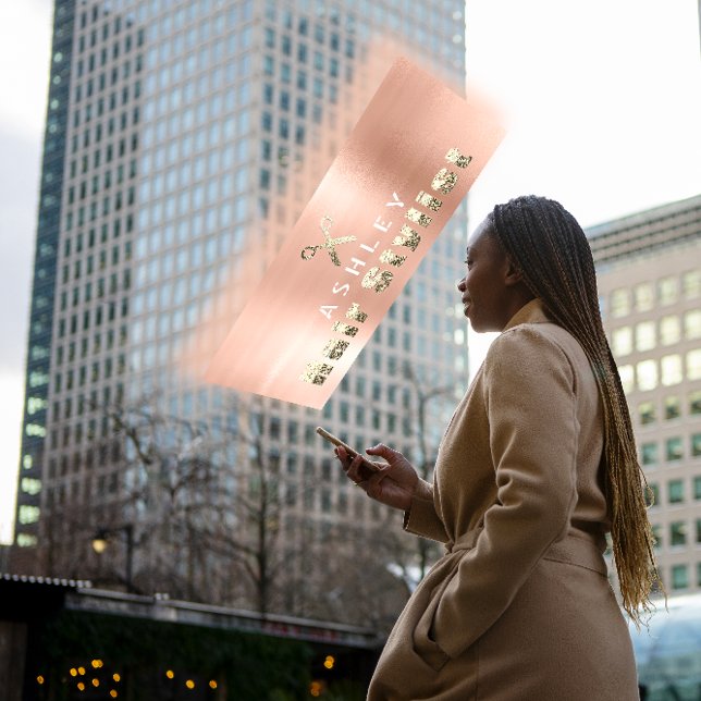 Cartão De Visita Placa de Compromisso Dourada do Rosa de Salão Styl (Hair Stylist Salon Rose Gold Appointment Card)