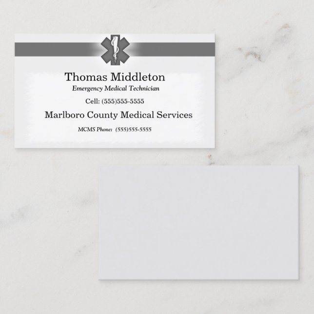Cartão De Visita Placa de contato EMS/EMT para cinzas (Frente/Verso)