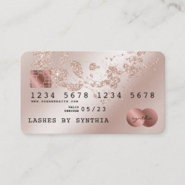 Cartão De Visita Placa de Crédito Estilhaçada Rosa Dourada Glitteri
