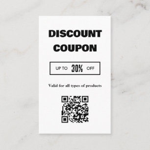 Cartão De Visita Placa de desconto de código QR minimalista moderna