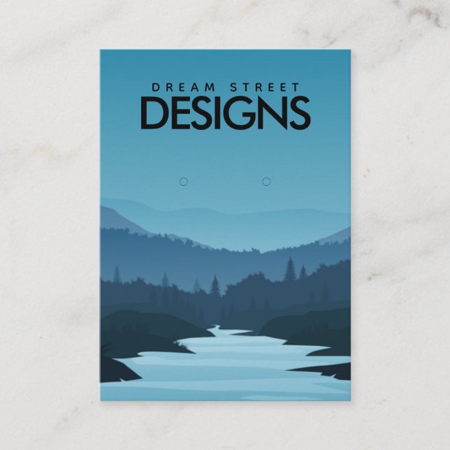 Cartão De Visita Placa de exibição Blue Sunset Mountain Viagem Earr (Frente)