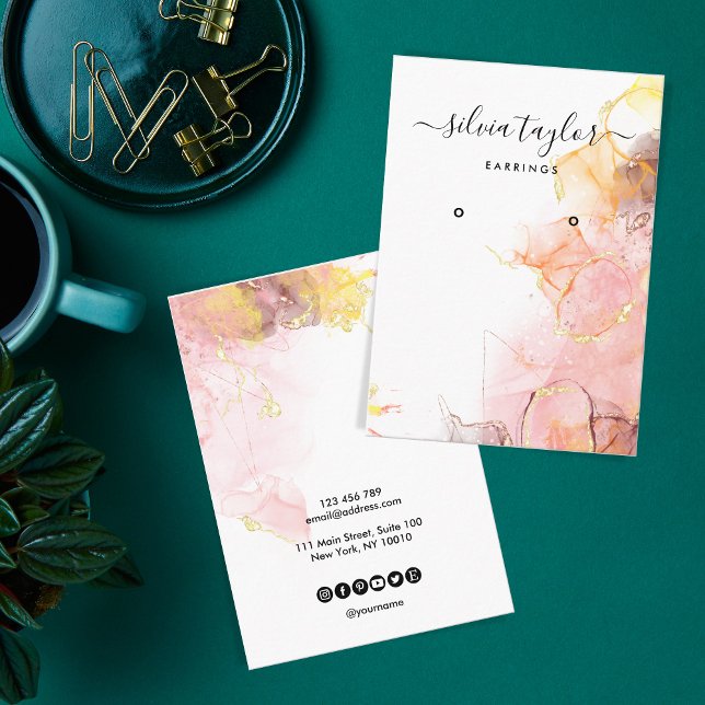 Cartão De Visita Placa de exibição Blush Pink Earration (Criador carregado)