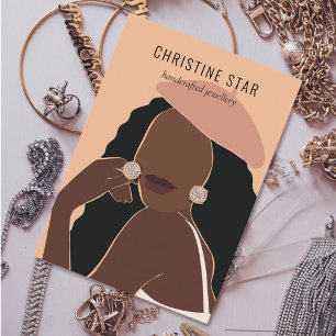 Cartão De Visita Placa de exibição Chic Boho Female Silhouette Earr