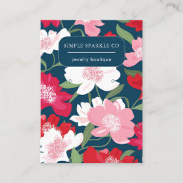 Cartão De Visita Placa de exibição colorida de padrão floral vermel