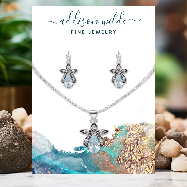 Cartão De Visita Placa De Exibição De Arrasto De Colar De Tinta Azu (Criador carregado)