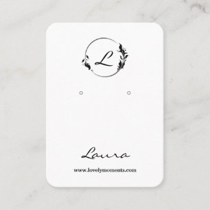 Cartão De Visita Placa de exibição de brinco preto e branco moderno