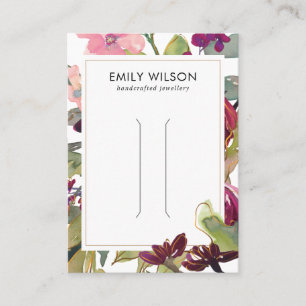 CARTÃO DE VISITA PLACA DE EXIBIÇÃO DE CADEIA DE CABELO FLORAL PINK