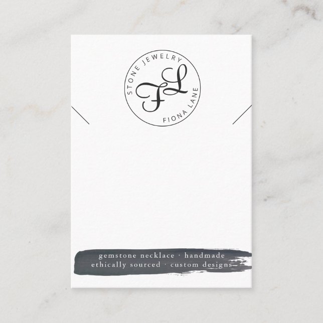 Cartão De Visita Placa de Exibição de Colar Aquarela de Carvão (Frente)