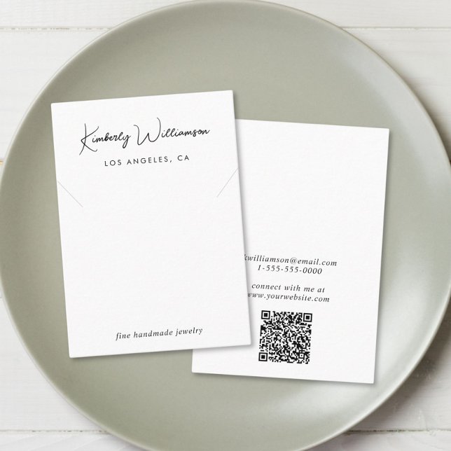 Cartão De Visita Placa de Exibição de Colar de Script Chic (Empower your name in our signature script as your logo and brand identity)