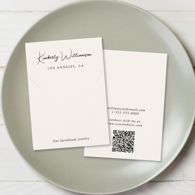 Cartão De Visita Placa de Exibição de Creme de Colar de Script Chic (Empower your name in our signature script as your logo and brand identity)