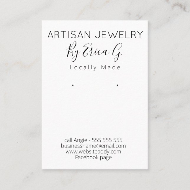 Cartão De Visita Placa De Exibição De Joias De Olhos Pretos E Branc (Frente)