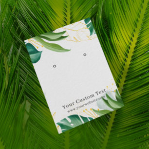 Cartão De Visita Placa de exibição de joias ・ Verde tropical Dourad