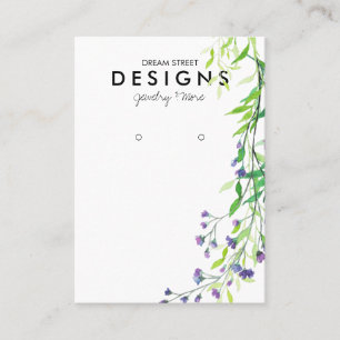Cartão De Visita Placa de exibição de Lavanda verde de aquarela