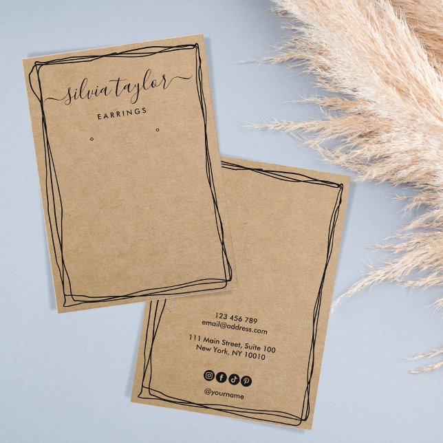 Cartão De Visita Placa de exibição de Ling de Caligrafia Simples Mo (Criador carregado)