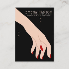 Cartão De Visita Placa de exibição de Mão Preta Elegante