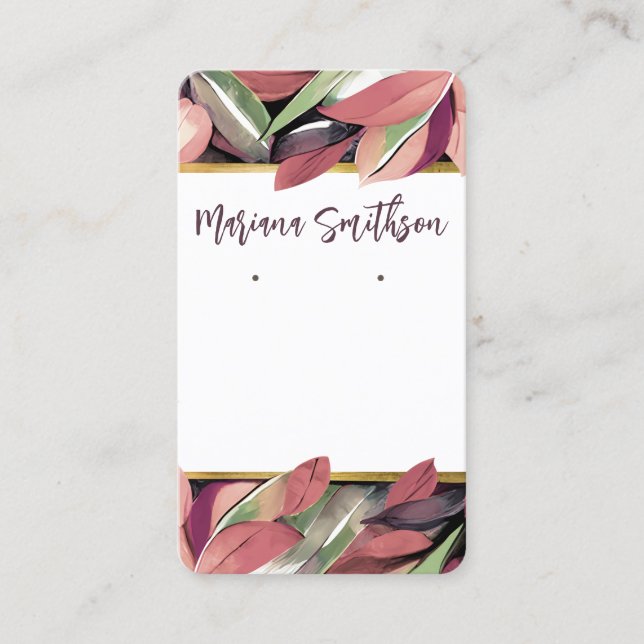 Cartão De Visita Placa de Exibição de Orelhas de Folhagem de Pastel (Frente)