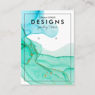 Cartão De Visita Placa de Exibição de Trendy Earry Dourada Azul Ver