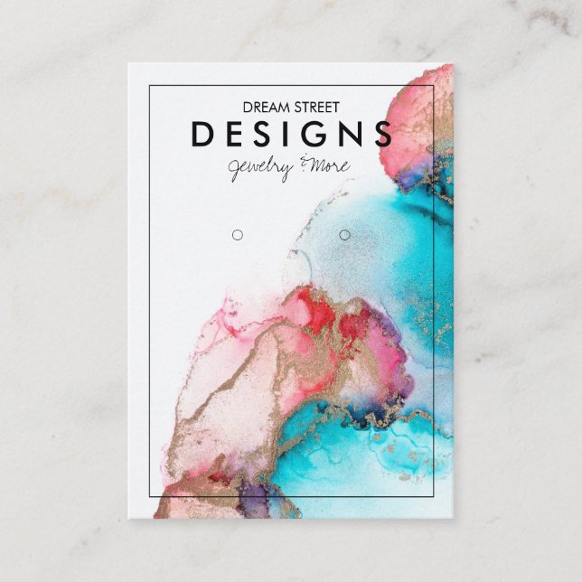 Cartão De Visita Placa de Exibição Dourada de Cor Vermelha Azul (Frente)