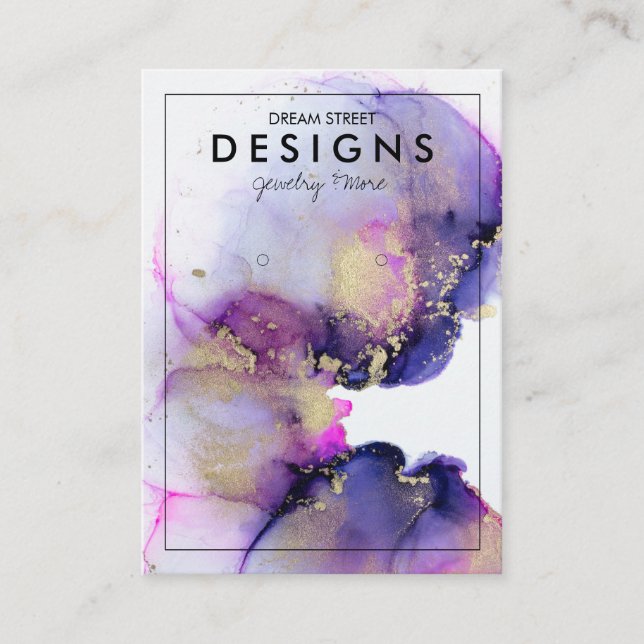 Cartão De Visita Placa de Exibição Dourada de Leitura de Água Púrpu (Frente)