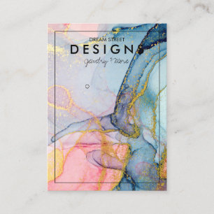 Cartão De Visita Placa de exibição Dourada de tendência azul-rosa