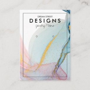 Cartão De Visita Placa de exibição Dourada de tendência azul-rosa