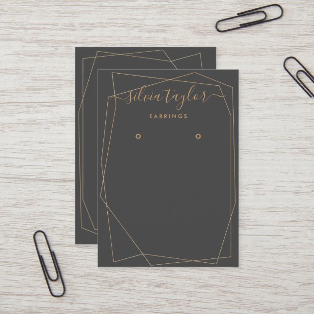 Cartão De Visita Placa de exibição Dourada Frame Earring de caligra (Frente/Verso In Situ)