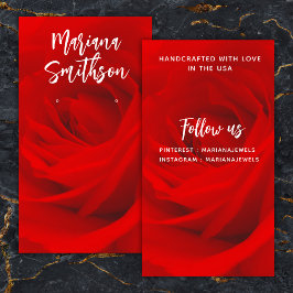 Cartão De Visita Placa de exibição romântica de Rosa vermelha elega