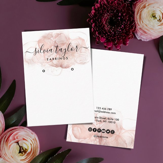 Cartão De Visita Placa de exibição rosa Dourado Calliografia art Ea (Criador carregado)