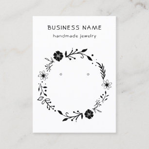 Cartão De Visita Placa de Exibição Rustic Floral Wreath Earring