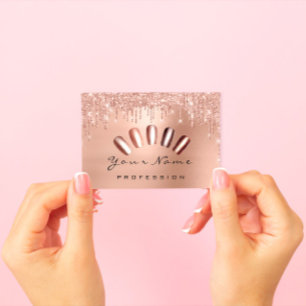 Cartão De Visita Placa de fidelidade 10 Unhas Rosa de aperto