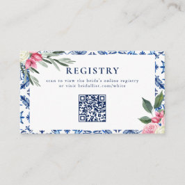 Cartão De Visita Placa de gabinete do Chá de panela floral azul ita