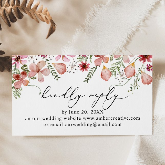 Cartão De Visita Placa de Gabinete RSVP de Casamento Rosa Blush par (Criador carregado)