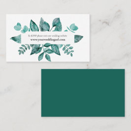 Cartão De Visita Placa de gabinete Teal Greenery para RSVP do Site 