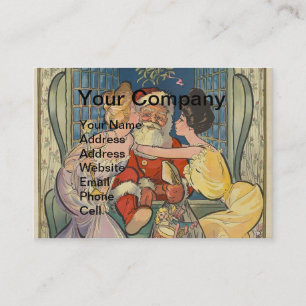 Cartão De Visita Placa de Natais vintages de Beijo de papais noeis