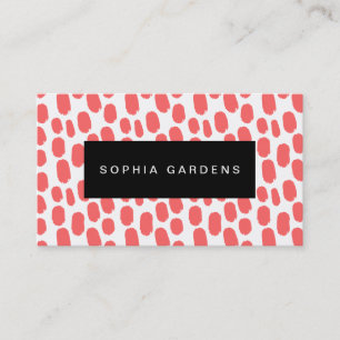 Cartão De Visita Placa de Nome - Traços de Pintura - Rosa Tropical