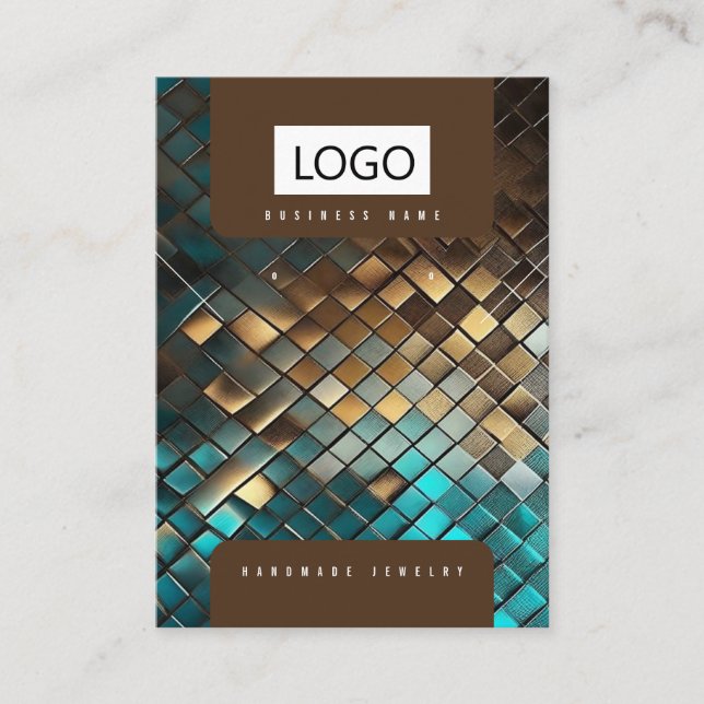 Cartão De Visita Placa de vídeo de colar com manchas Douradas azuis (Frente)