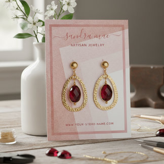 Cartão De Visita Placa de vídeo de joias cor-de-rosa com Rosa Blush