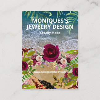 Cartão De Visita Placa de Vídeo Floral de Vidro de Praia