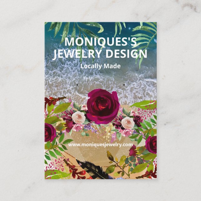 Cartão De Visita Placa de Vídeo Floral de Vidro de Praia (Frente)