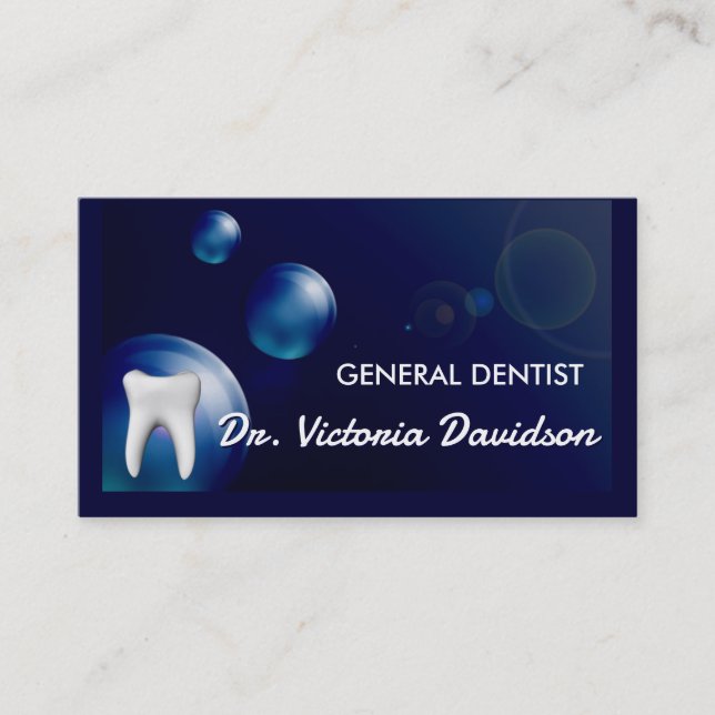 Cartão De Visita Placa Design de bolha azul de Dentista geral (Frente)