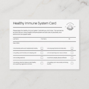 Cartão De Visita Placa do sistema imunitário saudável   Embalagem