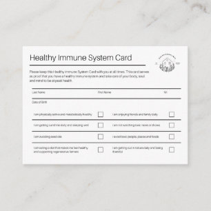 Cartão De Visita Placa do sistema imunitário saudável   Embalagem