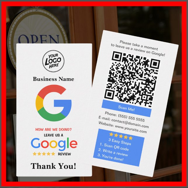 Cartão De Visita Placa exclusiva de revisão Google com logotipo e c (Criador carregado)